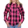 Hot Leathers FLL3005 Ladies Black And Pink Long Sleeve Flannel