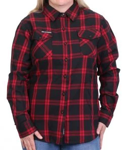 Flannel Shirts Hot Leathers FLL3009 Ladies 'Black And Red' Flannel Long Sleeve Shirt