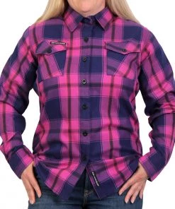 Hot Leathers FLL3011 Ladies Pink, Navy And Brown Long Sleeve Ladies Flannel Flannel Shirts