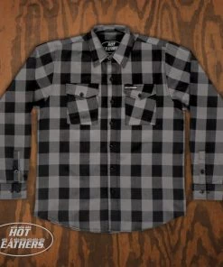 Hot Leathers FLM2001 Mens Black And Gray Long Sleeve Flannel Shirt