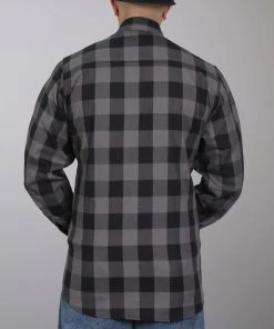 Hot Leathers FLM2001 Mens Black And Gray Long Sleeve Flannel Shirt