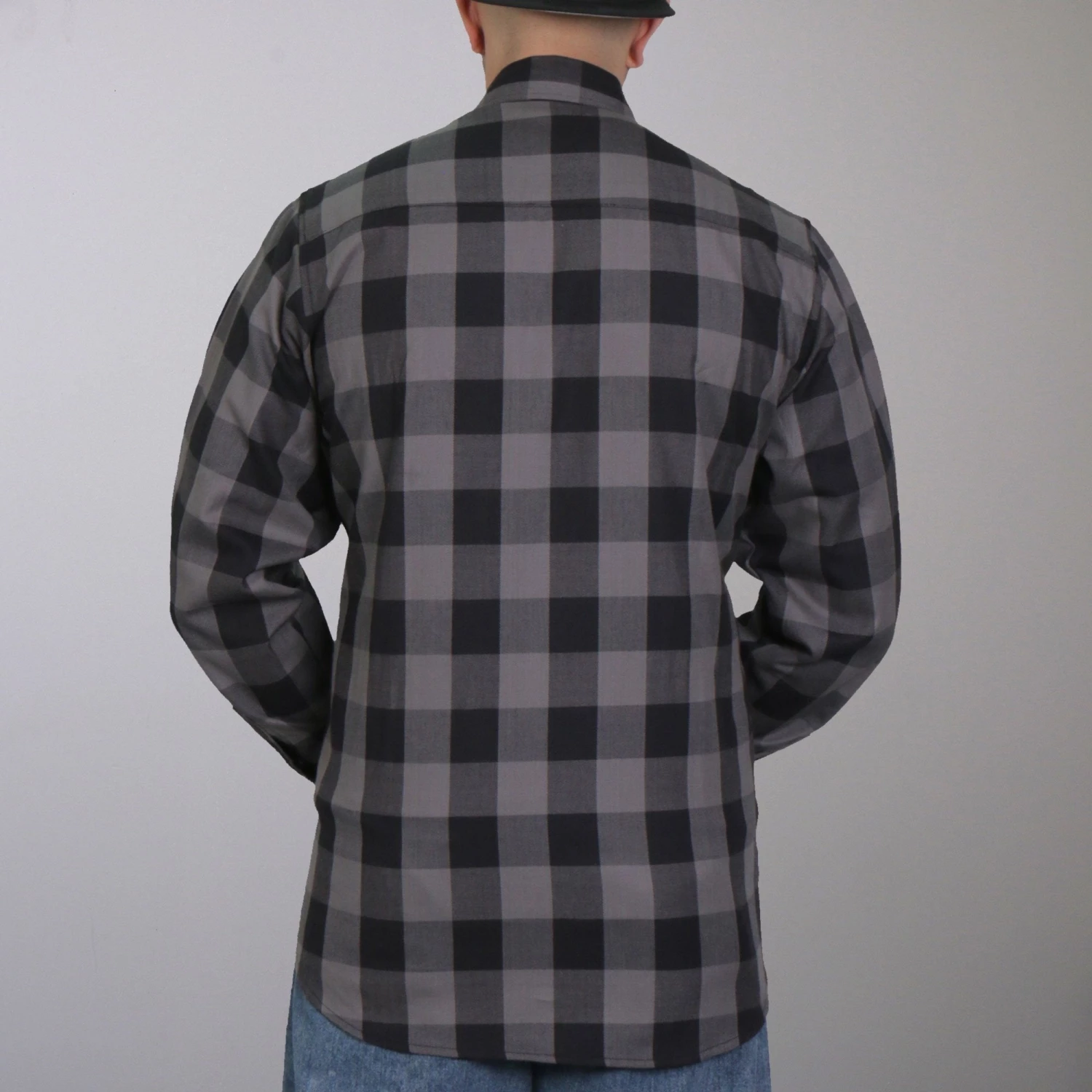 Hot Leathers FLM2001 Mens Black And Gray Long Sleeve Flannel Shirt