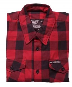 Hot Leathers FLM2002 Mens Black And Red Long Sleeve Flannel Shirt Motorcycle Protective Shirts