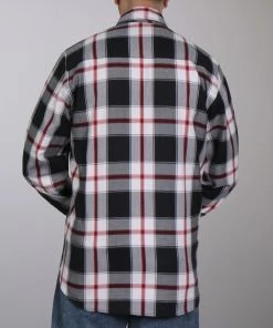 Motorcycle Protective Shirts Hot Leathers FLM2003 Mens Black White And Red Long Sleeve Flannel Shirt
