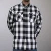 Motorcycle Protective Shirts Hot Leathers FLM2004 Mens Black And White Long Sleeve Flannel Shirt