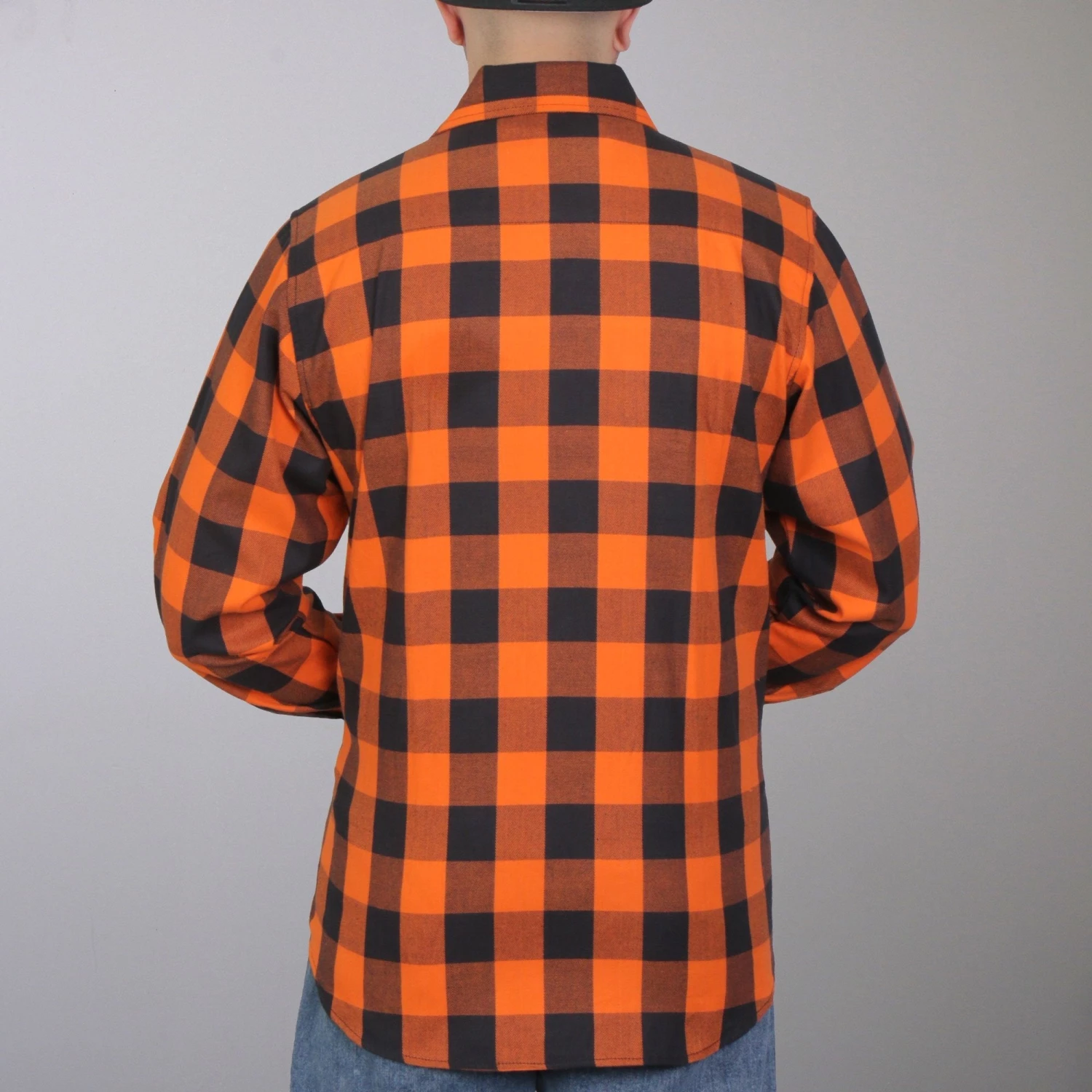 Motorcycle Protective Shirts Hot Leathers FLM2007 Mens Orange And Black Long Sleeve Flannel Shirt