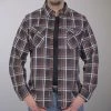 Hot Leathers FLM2008 Mens Brown Black And White Long Sleeve Flannel Shirt Motorcycle Protective Shirts