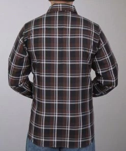 Hot Leathers FLM2008 Mens Brown Black And White Long Sleeve Flannel Shirt Motorcycle Protective Shirts