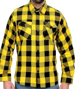 Riding Gear Hot Leathers FLM2014 Men's 'Gold And Black' Flannel Long Sleeve Shirt