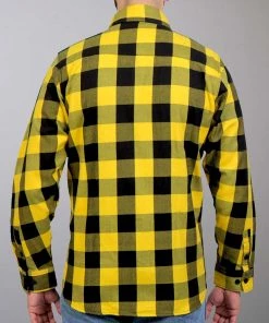 Riding Gear Hot Leathers FLM2014 Men's 'Gold And Black' Flannel Long Sleeve Shirt