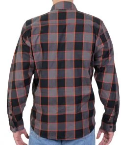 Hot Leathers FLM2020 Men's 'Black, Gray And Orange' Flannel Long Sleeve Shirt