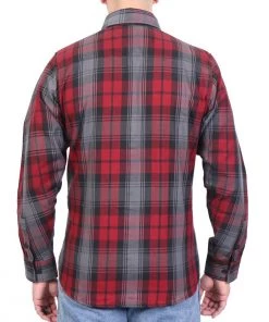 Riding Gear Hot Leathers FLM2022 Men's'Black, Gray And Red' Flannel Long Sleeve Shirt
