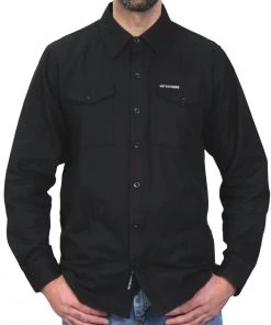 Hot Leathers FLM2024 Men's 'Solid Black' Flannel Long Sleeve Shirt Riding Gear