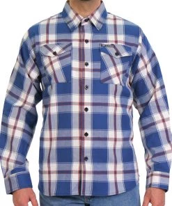Hot Leathers FLM2025 Men's'Blue, White And Red' Flannel Long Sleeve Shirt