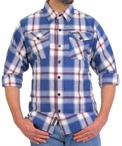 Hot Leathers FLM2025 Men's 'Blue, White And Red' Flannel Long Sleeve Shirt