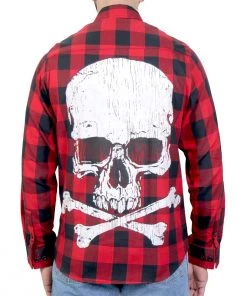Hot Leathers FLM2103 Men's 'Skull And Bones' Flannel Long Sleeve Shirt