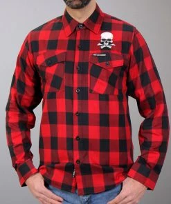 Hot Leathers FLM2103 Men's 'Skull And Bones' Flannel Long Sleeve Shirt