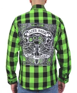 Hot Leathers FLM2106 Men's 'Brass Knuckles' Flannel Long Sleeve Shirt Riding Gear