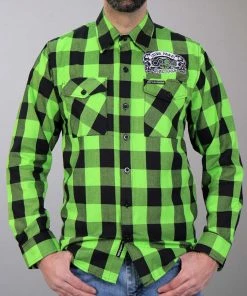Hot Leathers FLM2106 Men's 'Brass Knuckles' Flannel Long Sleeve Shirt Riding Gear