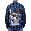 Hot Leathers FLM2107 Men's 'Snap Back Skull' Flannel Long Sleeve Shirt