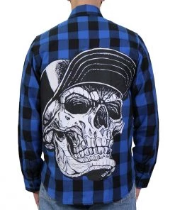 Hot Leathers FLM2107 Men's 'Snap Back Skull' Flannel Long Sleeve Shirt