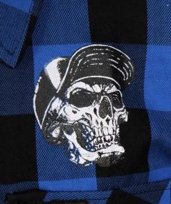 Hot Leathers FLM2107 Men's'Snap Back Skull' Flannel Long Sleeve Shirt