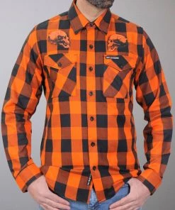 Hot Leathers FLM2108 Men's 'Ancient Skull' Flannel Long Sleeve Shirt