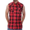 Hot Leathers FLM5001 Men’s Black And Red Sleeveless Cotton Flannel Shirt Riding Gear