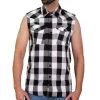 Hot Leathers FLM5004 Men’s Black And White Sleeveless Cotton Flannel Shirt Riding Gear