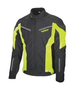 Mesh & Textile Fly Racing Strata Men's Armored Black/Hi-Viz Yellow Mesh/Textile Jacket