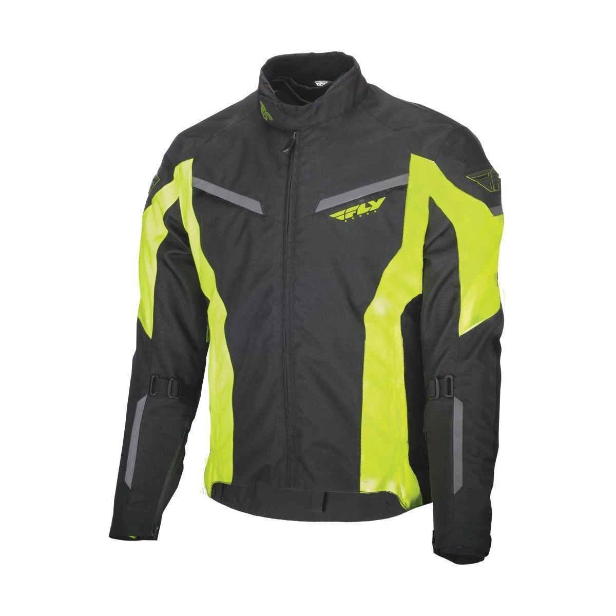 Mesh & Textile Fly Racing Strata Men's Armored Black/Hi-Viz Yellow Mesh/Textile Jacket