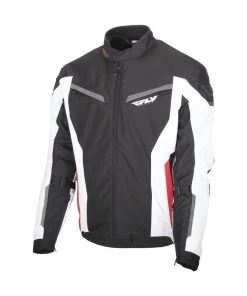 Fly Racing Strata Men's Black/White/Red Mesh/Textile Jacket With Armor Mesh & Textile