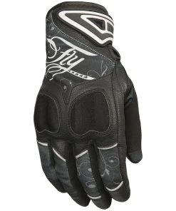 Fly Racing Venus Women's Black/Grey Leather/Textile Gloves Riding Gear