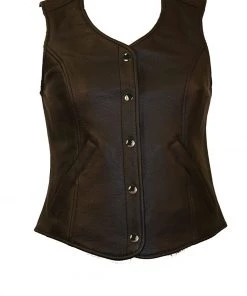 First Manufacturing FML565CCF Women’s Black Plain Side Concealed Weapon Leather Vest