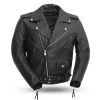 Leather Motorcycle Jackets First Manufacturing FMM200BM Men’s ‘The Superstar’ Black Leather Motorcycle Jacket