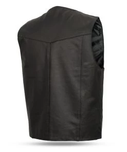 First Manufacturing FMM601BM Men’s ‘The Top Shot’ Black Western Style Leather Vest With Conceal Carry Pockets Motorcycle Vests