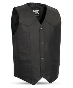 First Manufacturing FMM601BM Men’s ‘The Top Shot’ Black Western Style Leather Vest With Conceal Carry Pockets Motorcycle Vests