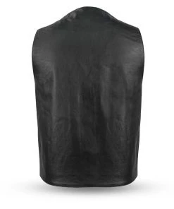First Manufacturing FMM611BSF Men’s ‘The Gun Runner’ Black Western Style Leather Vest With Conceal Cary Pockets