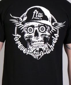 Hot Leathers Official Forever Two Wheels FTM1002 Men’s Skull Black Short Sleeve T-Shirt Riding Gear