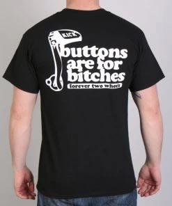 Hot Leathers Official Forever Two Wheels FTM1003 Men’s Buttons Black Short Sleeve T-Shirt Riding Gear