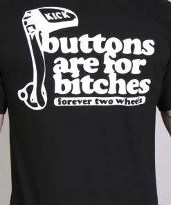 Hot Leathers Official Forever Two Wheels FTM1003 Men’s Buttons Black Short Sleeve T-Shirt Riding Gear