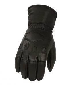Milwaukee Leather G034 Men's Black Deerskin Leather Thermal Lined Gauntlet Gloves Riding Gear