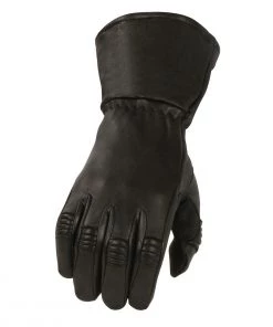 Milwaukee Leather G039 Men's Black Deerskin Leather Thermal Lined Gauntlet Gloves