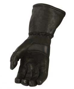 Milwaukee Leather G039 Men's Black Deerskin Leather Thermal Lined Gauntlet Gloves
