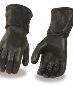 Milwaukee Leather G317 Men's Black Deerskin Leather Thermal Lined Gauntlet Gloves