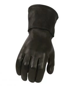Milwaukee Leather G317 Men's Black Deerskin Leather Thermal Lined Gauntlet Gloves