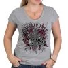 Hot Leathers GLC1557 Ladies Heather Gray Forever Free Cross Bling T Shirt Riding Gear
