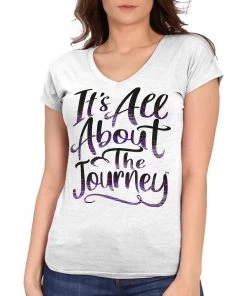 Hot Leathers GLC1566 Ladies White It's All About The Journey Short Sleeve V-Neck Shirt