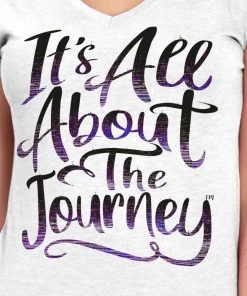 Hot Leathers GLC1566 Ladies White It's All About The Journey Short Sleeve V-Neck Shirt