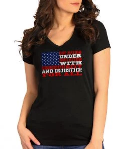 Hot Leathers GLC1570 Ladies Black One Nation Short Sleeve V-Neck T-Shirt Riding Gear